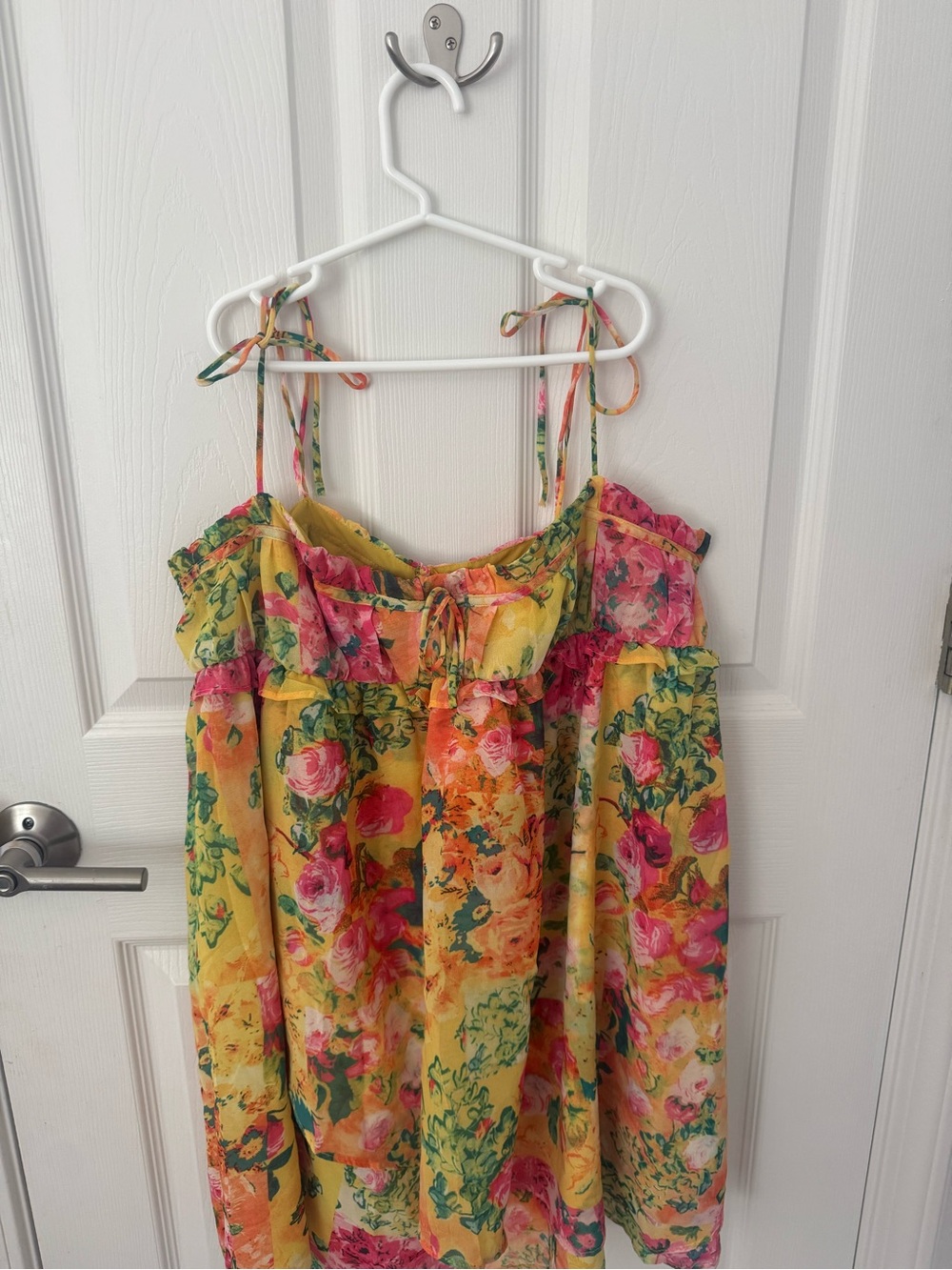 Yellow Floral Tie-Shoulder Sundress